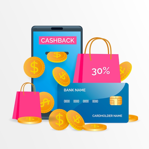 Gratis vector cashback-concept met aanbiedingen