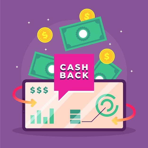 Cashback-concept met bankbiljetten en munten