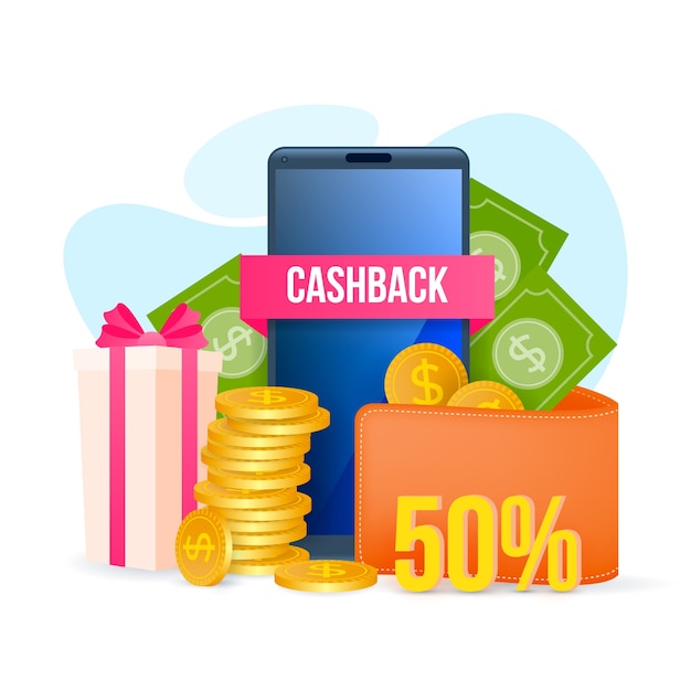 Gratis vector cashback-concept met korting