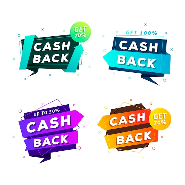Cashback labels plat ontwerp in kleuren
