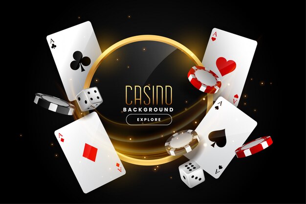 Casino achtergrond met speelkaart chips en dobbelstenen