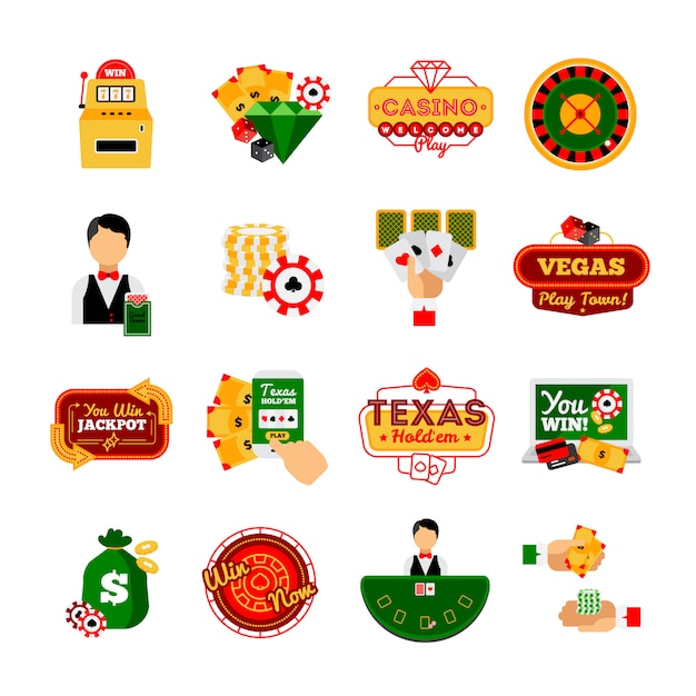 Gratis vector casino decoratieve pictogrammenset