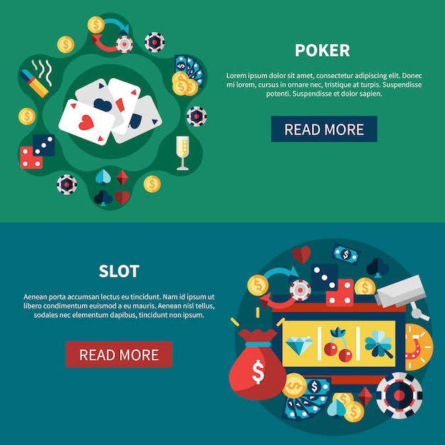 Gratis vector casino games banners set