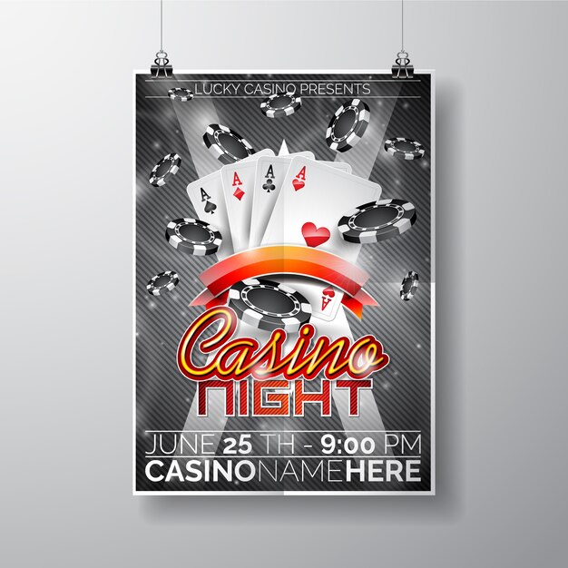 Casino nachtposter sjabloon