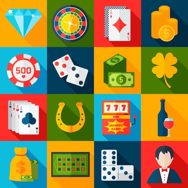 Gratis vector casino plat pictogrammen