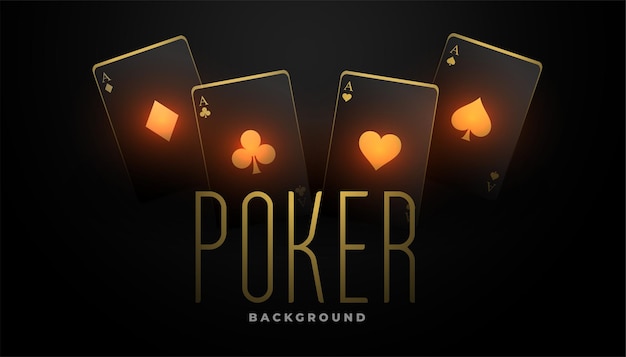 Casinokaarten spelen in zwarte en gloeiende gouden kleur