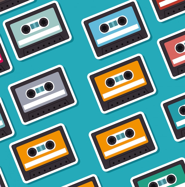 Gratis vector cassettes naadloos patroon