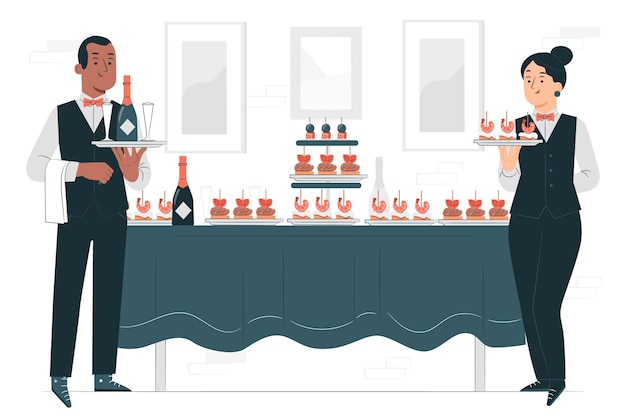 Gratis vector catering service concept illustratie