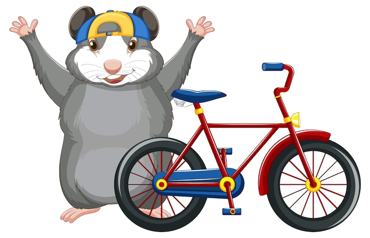 Gratis Vector cavia staande met fiets cartoon