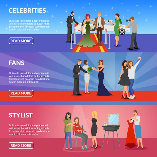 Gratis vector celebrity horizontale banners