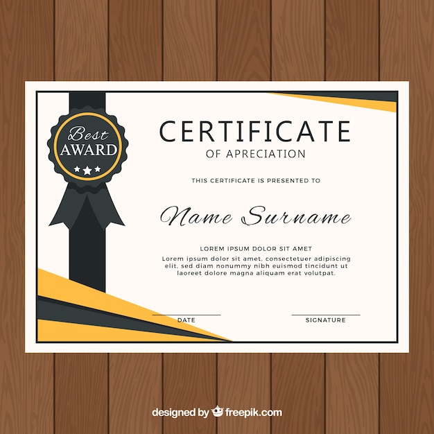 Gratis vector certificaat graduation met zwarte en gouden details