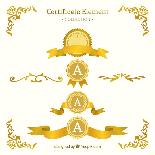 Certificaatelementeninzameling in gouden kleur