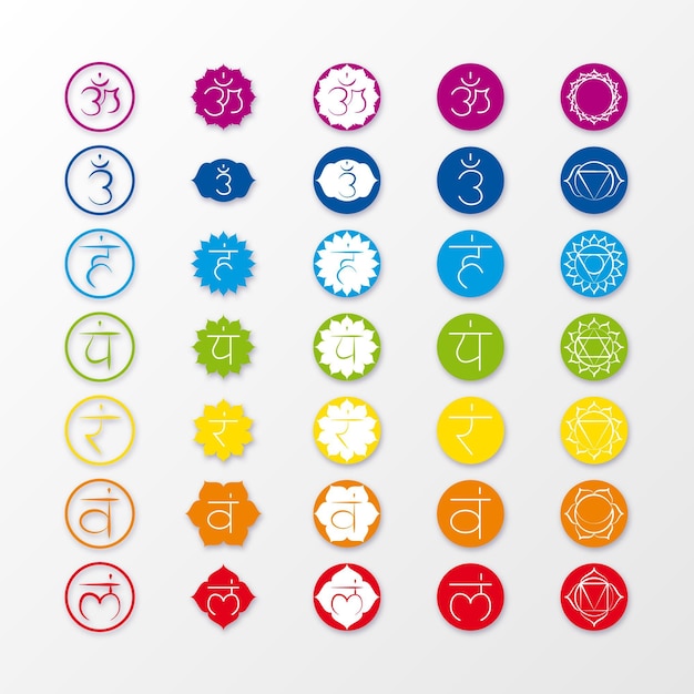 Gratis vector chakra's in kleurrijke stippen collectie