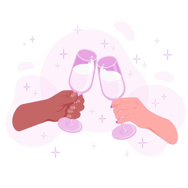 Gratis vector champagne toast concept illustratie