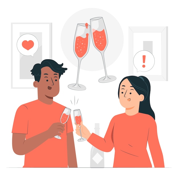 Champagne toast concept illustratie