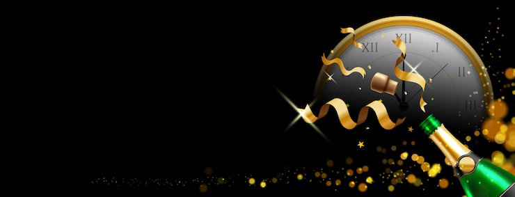 Gratis Vector champagnefles met kerstmis of nieuwjaar achtergrond