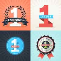 Gratis vector champion insignes set