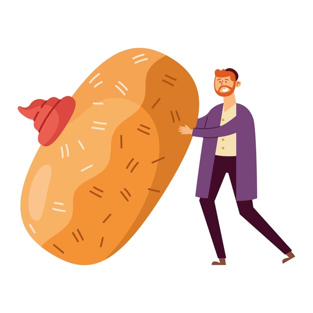 Gratis vector chanoeka man met donut