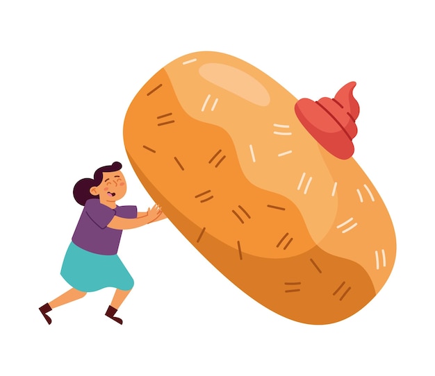 Gratis vector chanoeka meisje met donut