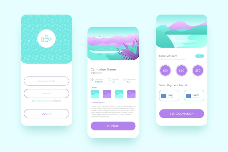 Gratis Vector charity-app voor mobiele telefoons