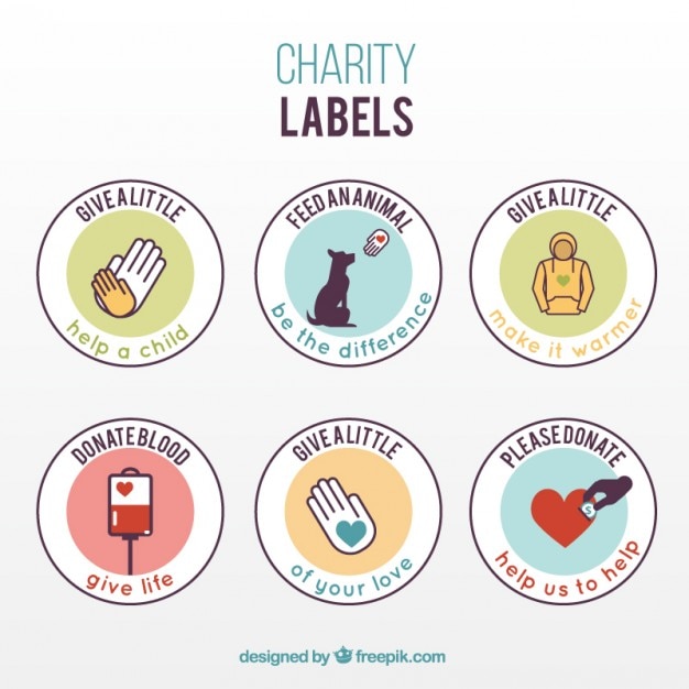 Gratis vector charity labels in lineaire stijl