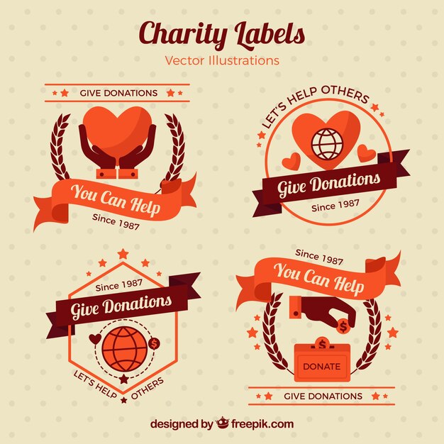 Charity labels in vintage stijl