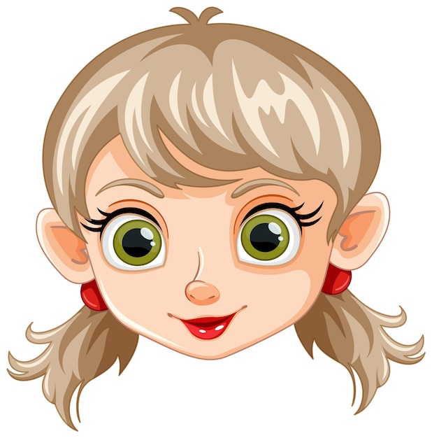 Gratis vector charming cartoon elf meisje portret