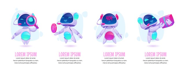 Chat bot banner sjabloon set. Toekomstige marketinginnovatie