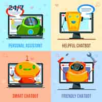 Gratis vector chat bot plat ontwerpconcept