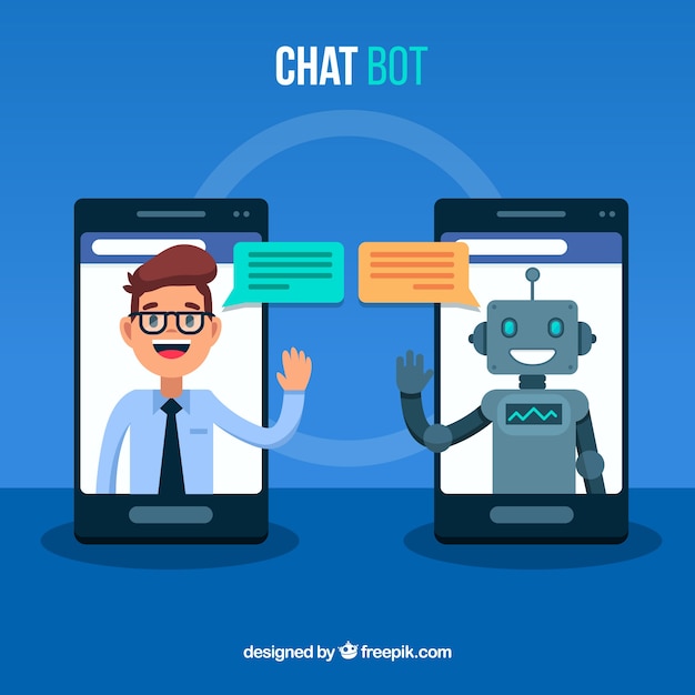 Gratis vector chatbot concept achtergrond met mobiel apparaat