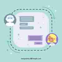 Gratis vector chatbot-conceptenachtergrond met gesprek