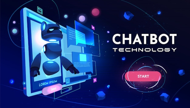 Chatbot technologie service cartoon banner