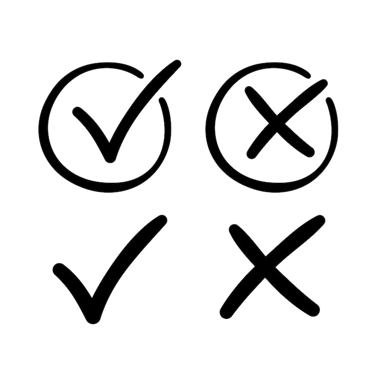 Gratis Vector check en cross squares set van vier