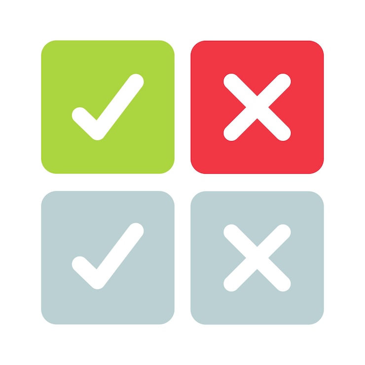 Gratis Vector check en cross squares set van vier