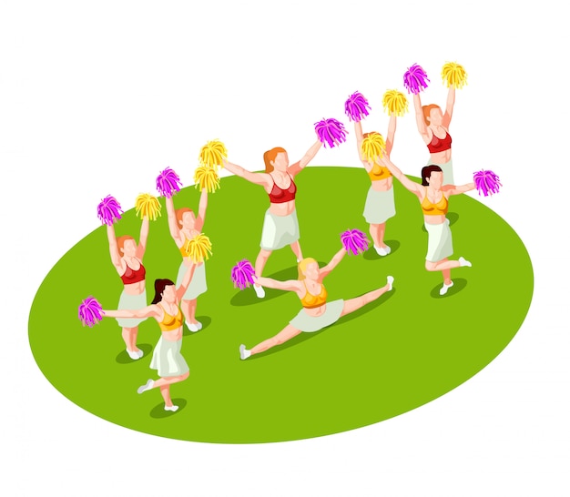 Gratis vector cheerleading isometrische illustratie