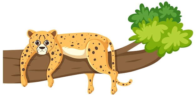 Gratis vector cheetah liggend op boom