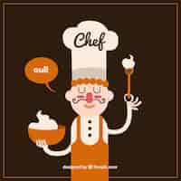 Gratis vector chef-kok achtergrond met oranje details