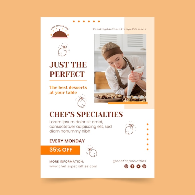 Gratis vector chef-kok beroep en carrière verticale poster sjabloon