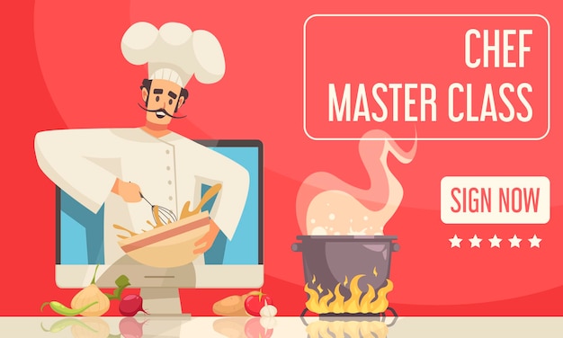 Gratis vector chef-kok masterclass banner afbeelding