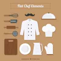 Gratis vector chef-uniform en keukengerei