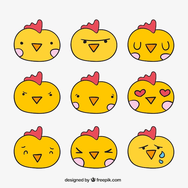 Gratis vector chick emoticon pak