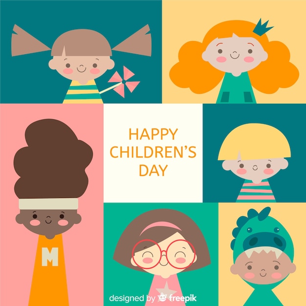 Gratis vector childrens day squares achtergrond