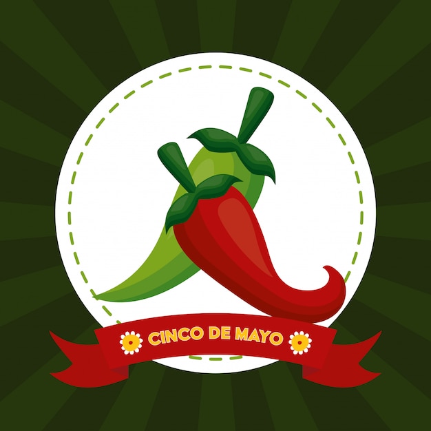 Chili peper eten, cinco de mayo, mexico illustratie