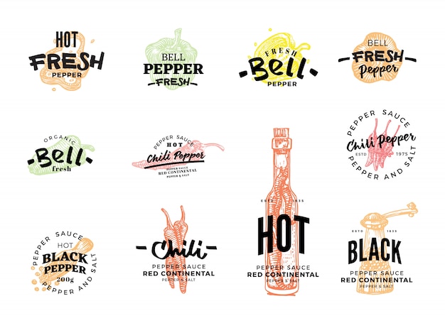 Gratis vector chili pepper logo set