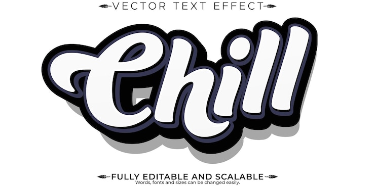 Gratis Vector chill-teksteffect bewerkbaar, ontspannen en zachte, aanpasbare lettertypestijl