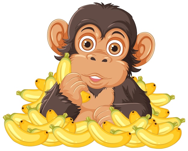 Gratis vector chimpansee met bananen vector