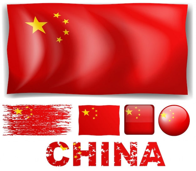 Gratis vector china vlag in verschillende ontwerp illustratie