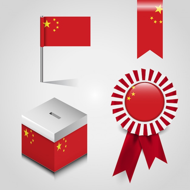 Gratis vector china vlag pictogrammen instellen