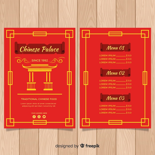 Gratis vector chinees eten flyer sjabloon