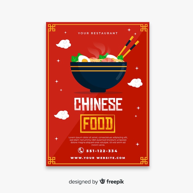 Gratis vector chinees eten flyer sjabloon